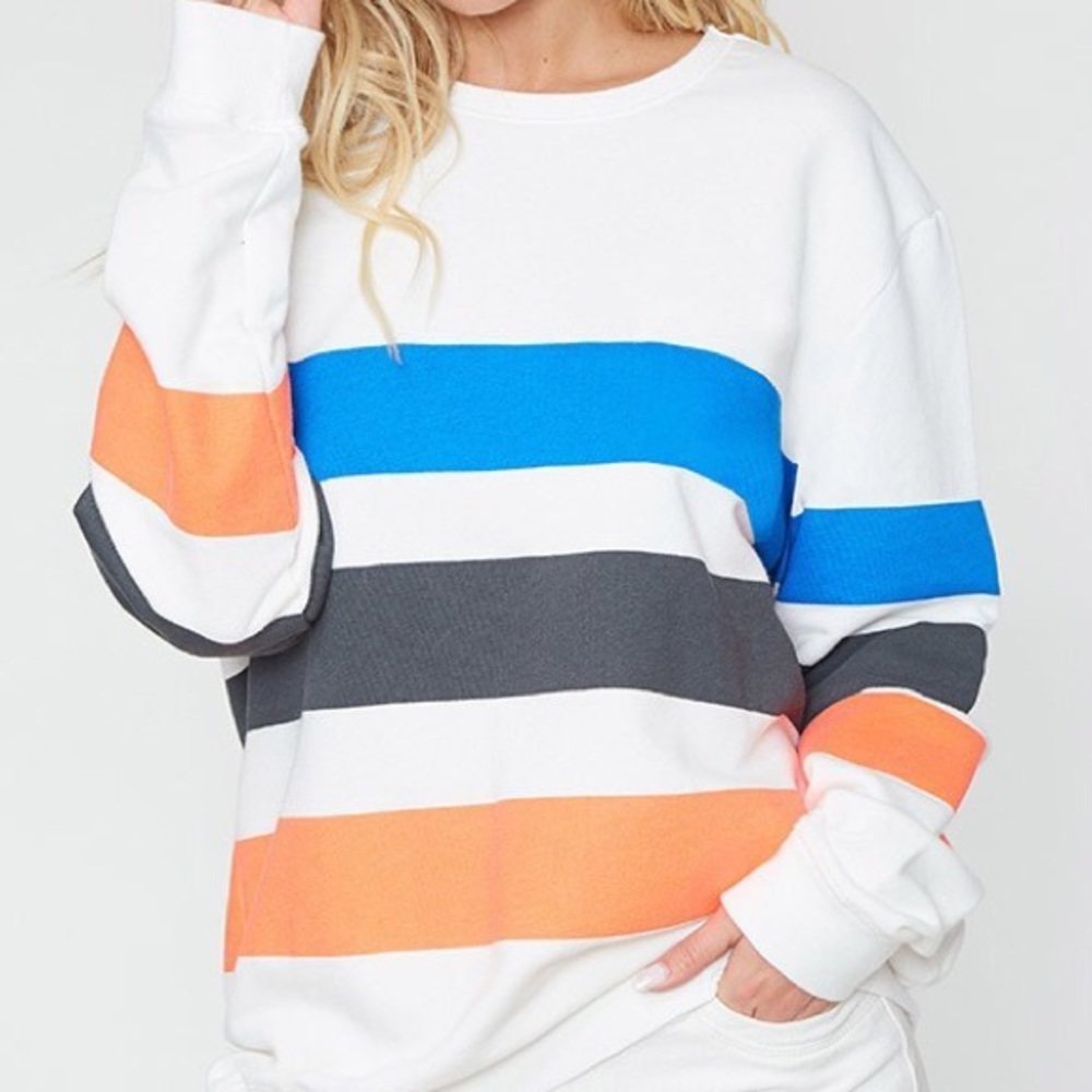 🍊Last 1! Oversized Color Block Sweatshirt - Picture 1 of 8